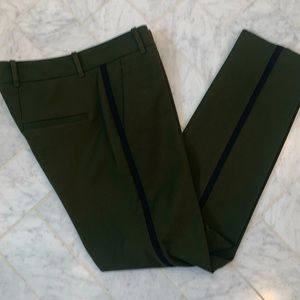 ZARA - Olive green cropped tuxedo pants w/black stripe EUC